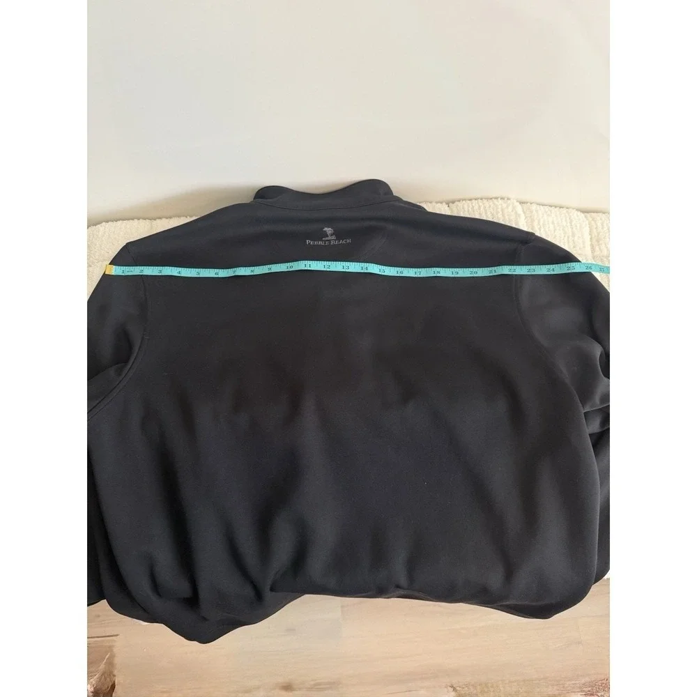 Pebble Beach Performance Mens XL Quarter Zip Pullover Black Blend Bar Cigar Logo